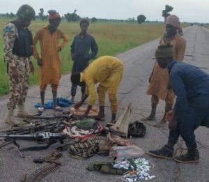 Boko Haram members surrendering to Nigerian troops in Borno