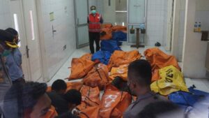 Remains of some of the inmates burnt in Indonesia's Tangerang prison fire in body bags