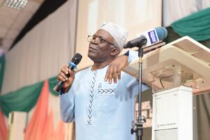 Femi Falana speaking at the parley tagged 'One Year After #EndSARS, 35 years After Dele Giwa And The Quest To Remake Nigeria held at NECA House, Alausa, Ikeja in Lagos on Tuesday, 19 October 2021.