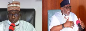 Governor Lalong, Chairman, Northern Governors' Forum and Governor Rotimi Akeredolu, Chairman, Southern Governors' Forum: lead the brouhaha over zoning of the 2023 presidency