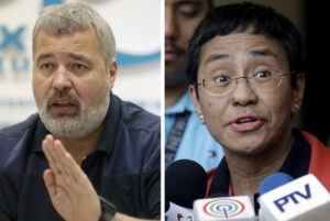 Two campaigning journalists, Maria Ressa and Dmitry Muratov, for winning the 2021 prestigious Nobel Peace Prize.