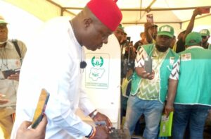 Valentine Ozigbo, PDP governorship candidate voting: He complianed about INEC's BVAs system