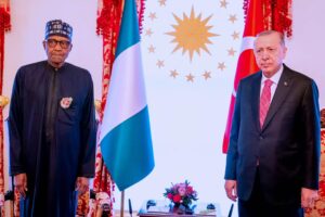 President Erdogan of Turkey and President Buhari of Nigeria at the meeting