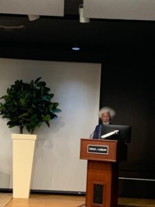 Prof. Soyinka delivering the first of the newly inaugurated Distinguished Lecture in African Studies at the University of Pennsylvania in the United States