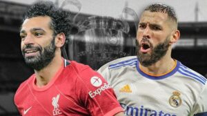 Liverpool's Mo Salah and Real Madrid's Karim Benzima at the final of Champions League on Saturday night