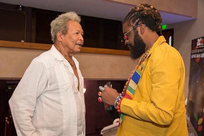 Earl Lovelace and Onyeka Nwelue in Port of Spain, Trinidad & Tobago.
