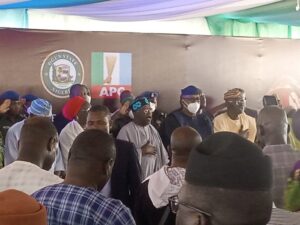 Tinubu addressing APC members in Ogun on Thursday
