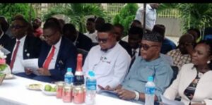 NITDA South South Zonal director, Dr. Sam Gambo, who represented the DG (2nd R), Rivers State Commissioner of Youth Development, Dr Kenneth Chisom Gbali, to his right, VC UNIPORT, Prof Owunari Georgewill (2nd L) and others.