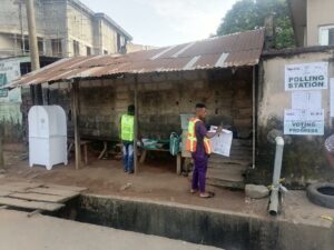 Empty voting center at Unit 012, Owerri municipal, GRA,