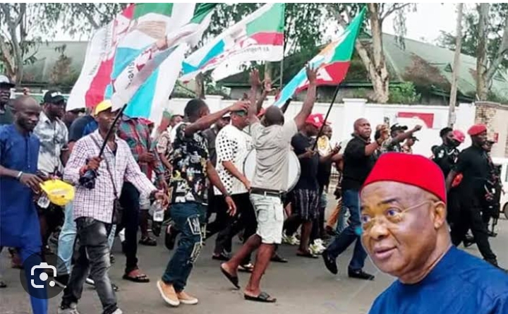 Workers rejoice with Gov Uzodimma on his victory
