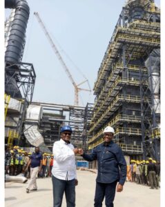 File: Aliko Dangote and Dr Akinwunmi Adesina at the refinery. Credit: Business Hallmark
