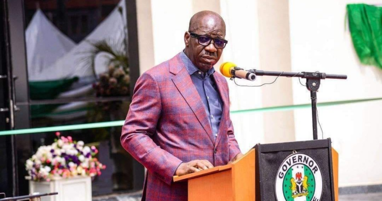 Gov Obaseki speaking at the 2023 Edo Security Summit