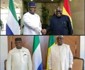 President Maada Bio with Presidents of Ghana, Nana Akuofo Addo (top) and Senegal, Macky Sall
