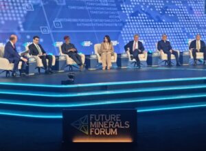 The Minister of Solid Minerals Development, Dr. Dele Alake was a panelist at the opening session of the Future Minerals Forum (FMF) in Riyadh titled "Why the Super Region? Should the Super Region Have Its Own Critical Minerals Strategy? Other panelists include Pakistani Minister of Energy, HE Muhammed Ali; UK Minister of state for Industry and Economy HE Nosrat Ghani ; Chairman Anglo American, Stuart Chambers; Vice-Chairman CMOC Group, Steele Li; CEO Ma'adeen, Robert Wilt. 10th January, 2024.