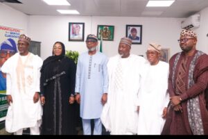 L-R Minister of Environment, Balarabe Abbas Lawal, Minister of state police affairs, Imaan Sulaiman-Ibrahim, Minister of Solid Minerals Development, Dr. Dele Alake, Minister of Defence, Alhaji Muhammed Badaru Abubakar MON, mni, Minister of Marine and Blue Economy, HE Adegboyega Oyetola and Minister of Interior Olubunmi Tunji-Ojo during the inter-ministerial security meeting on securing Nigeria’s natural resources as directed by President Bola Ahmed Tinubu in Abuja on Jan. 19, 2024
