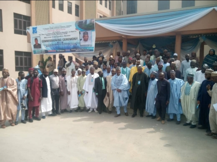 Group photograph of dignitaries during the commissioning of the CBN Centre of Excellence in BUK on Monday