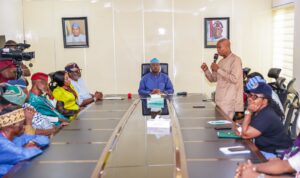 Governor Oyebanji during his meeting with the leaders of Ekiti East All Progressive Congress led by a member of the House of Representative, Rt Hon Femi Bamisile