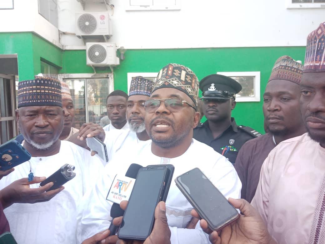 Alhaji Danyaro and Bar. Rimin Gado briefing journalists after their meeting at the Commission's headquaters on Monday