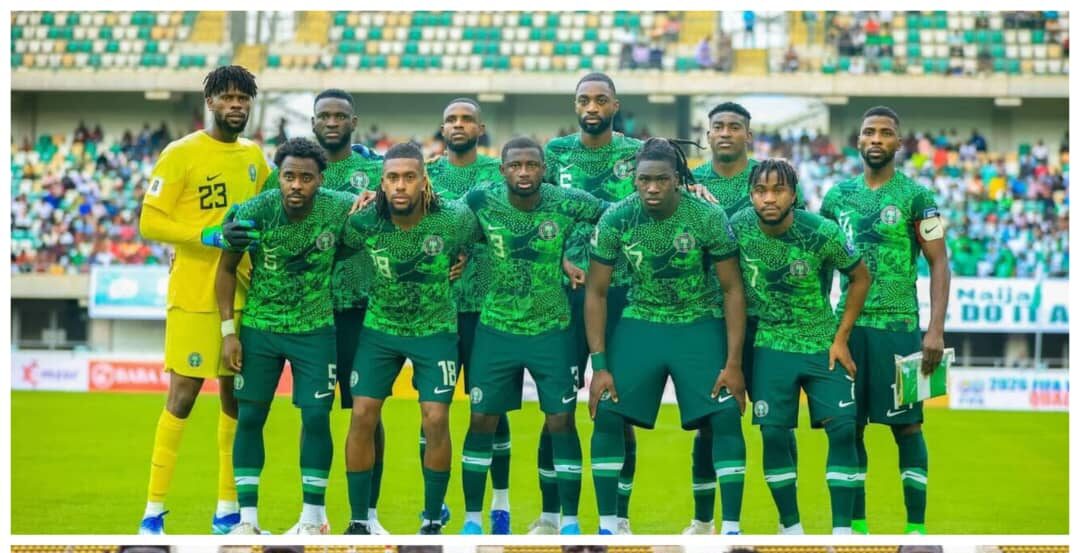 Nigeria's Super Eagles, top, and and Angola team