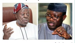 Aare Afe Babalola, left, and Dr Kayode Fayemi