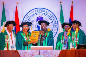 President Bola Tinubu with the President and fellows of the Nigerian Academy of Science