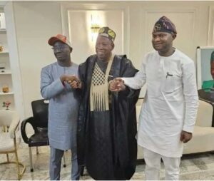 APC's national chairman, Ganduje (middle) with Okpebholo and Idahosa