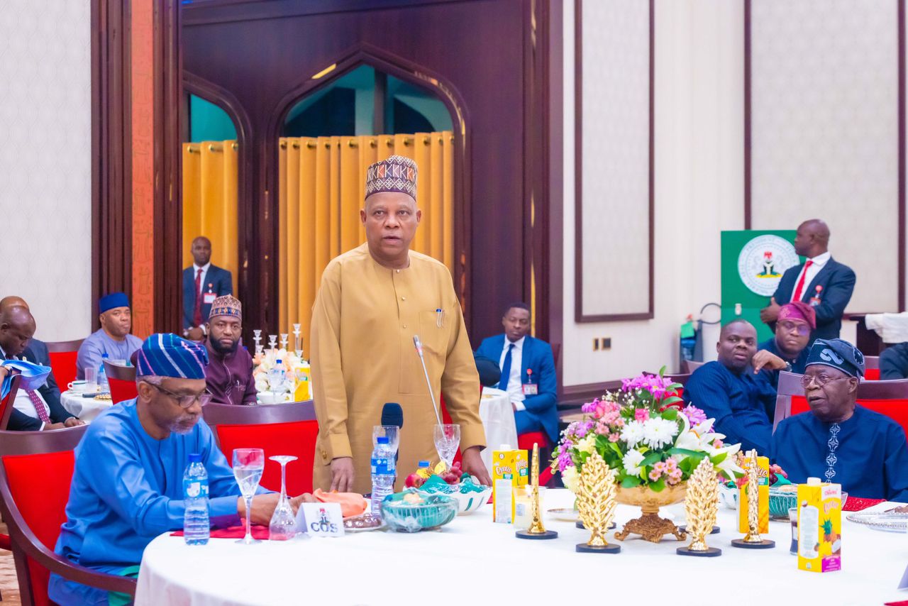 VP Shettima speaking at the breaking of the Ramadan fast of President Tinubu with members of the Federal Executive Council, Service Chiefs and heads of government agencies