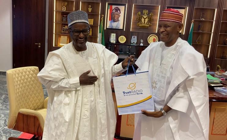 Alhaji Kabiru Yusuf and Governor Yusuf during the visit to Kano Government House on Tuesday