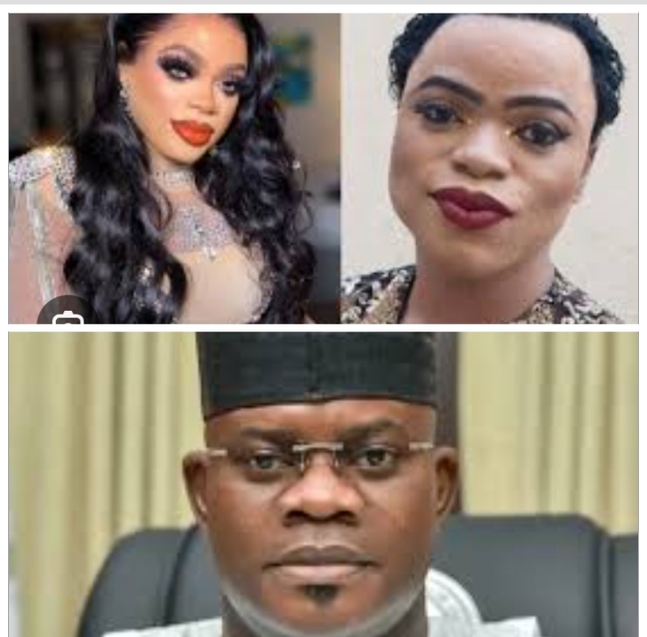 Bobrisky, top, and Yahaya Bello