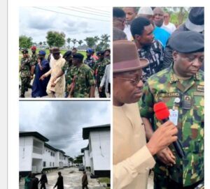 Governor Siminalayi Fubara of Rivers State, Chief Naval Staff Vice Admiral Emmanuel Ogalla inaugurating the new Naval Training Command Headquarters