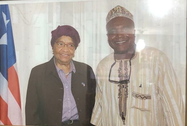 Former President Sirleaf with Abubakar Hashim after an exclusive interview in 2016
