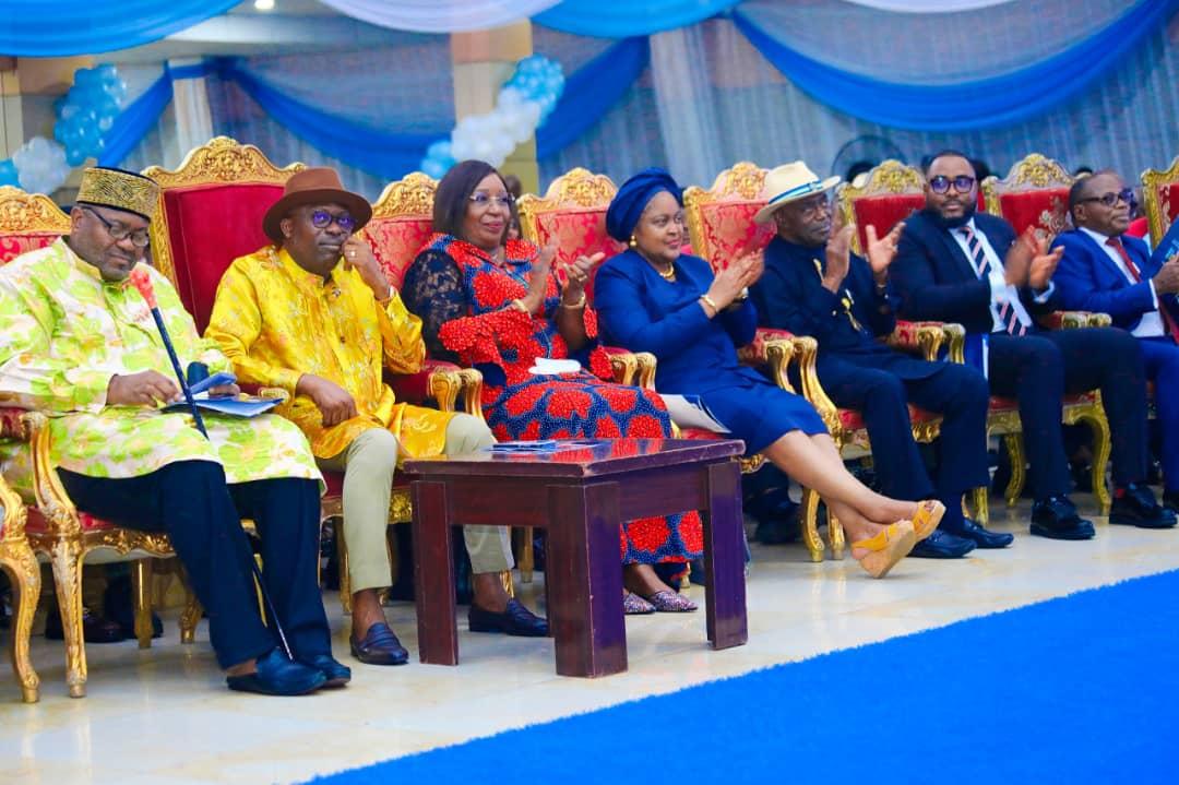 From second left: Rivers State Governor, Sir Siminalayi Fubara; his Deputy, Prof Ngozi Odu; Pro-Chancellor and Chairman, Governing Council of Rivers State University, retired Justice Mary Odili (JSC); former Governor of the State, Dr Peter Odili; and Speaker, Rivers State House of Assembly, Rt Hon Victor Oko-Jumbo; during the presentation of Account of Stewardship and Scorecard on his one year in office by the Governor at Obi Wali International Conference Centre in Port Harcourt on Wednesday.