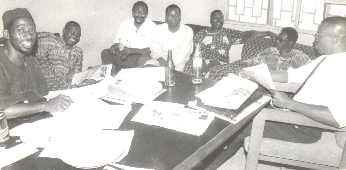 AM NEWS Editorial Board members. From left, Odia Ofeimun, Uzor Maxim Uzoatu, Professor Kayode Soremekun, Kayode Komolafe (Comrade KK, for stye) Professor Akin Onigbinde, Banji Ojewale and Ifeanyi Udin