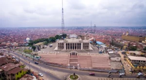 Ibadan. Mapo Hall is at the centre