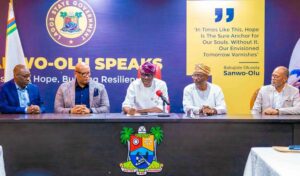 Managing Director, eClat Healthcare Limited, Dr. Wallace Ogufure; GMD, Interswitch Group, Mr. Mitchell Elegbe; Governor of Lagos State, Mr. Babajide Sanwo-Olu; Attorney General/Commissioner for Justice, Mr. Lawal Pedro (SAN) and Commissioner for Health, Prof. Akin Abayomi during the signing of Concession Agreement for the Implementation of the Smart Health Information Platform (SHIP) at the Lagos House, Marina, on Tuesday, 18 June 2024