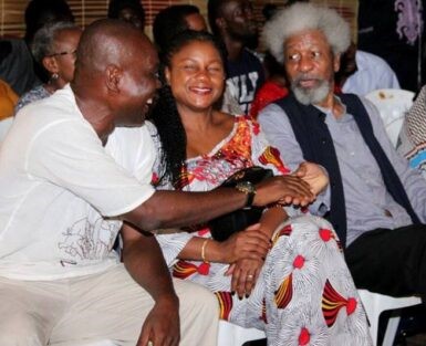 From right, Professor Wole Soyinka, his wife, Folake and Uzor Maxim Uzoatu.jpeg