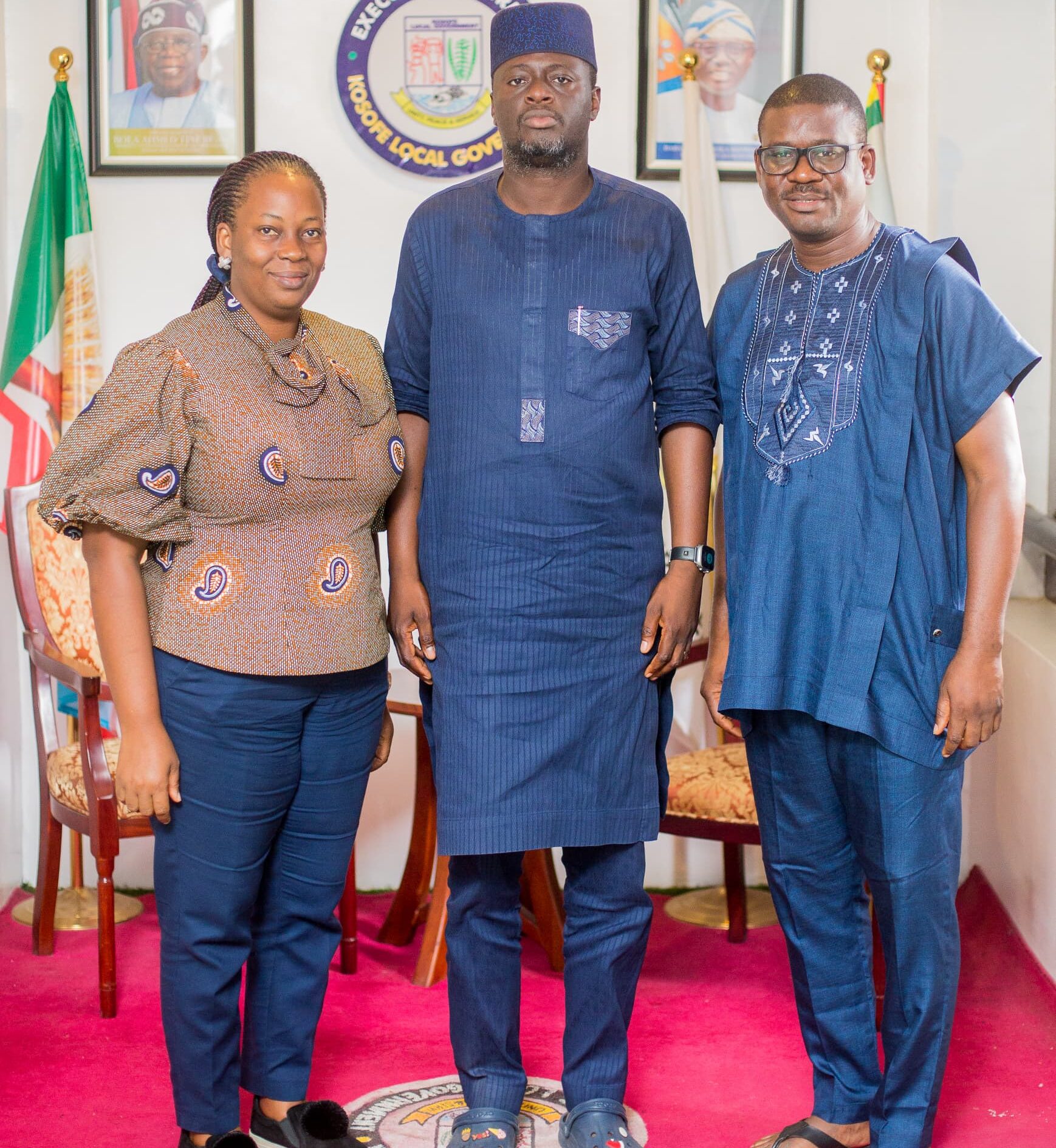 From left Mrs Oluwaseun Sokoya, Barr Moyosore Adedoyin Ogunlewe and Mr Emmanuel Akhigbe during the signing of the Memorandum of Understanding at the council Secretariat... recently