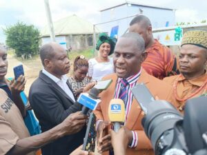 Executive Director of YEAC-Nigeria, Mr. Fyneface Dumnamene Fyneface speaking during the inauguration of Umuolu community in Ndokwa East Local Government area of Delta.