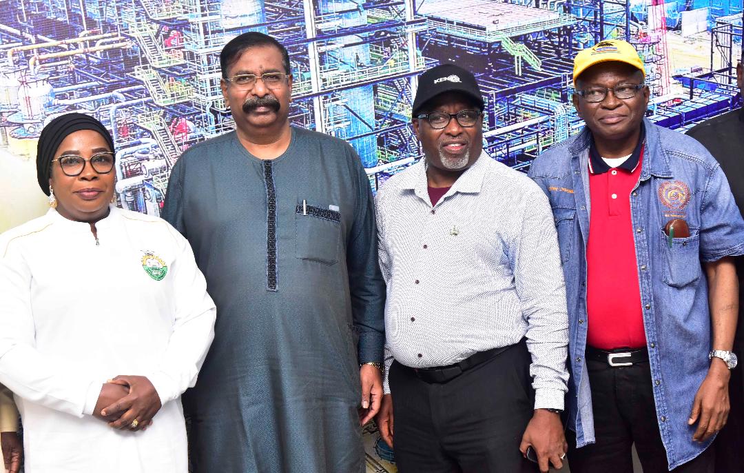 L-R: President, The Nigerian Society of Engineers, Engr. Margaret Aina Oguntala; Vice President, Oil & Gas, Dangote Industries Limited, Devakumar Edwin; President and Chairman of the Council, Council for the Regulation of Engineers in Nigeria, Engr. Prof. Sadiq Zubair Abubakar; Immediate Past President, Nigerian Academy of Engineering, Prof Peter A. Onwualu, during the League of Engineers across Nigeria visit to Dangote Petroleum Refinery and Fertiliser in Lagos, on Saturday, August 24, 2024