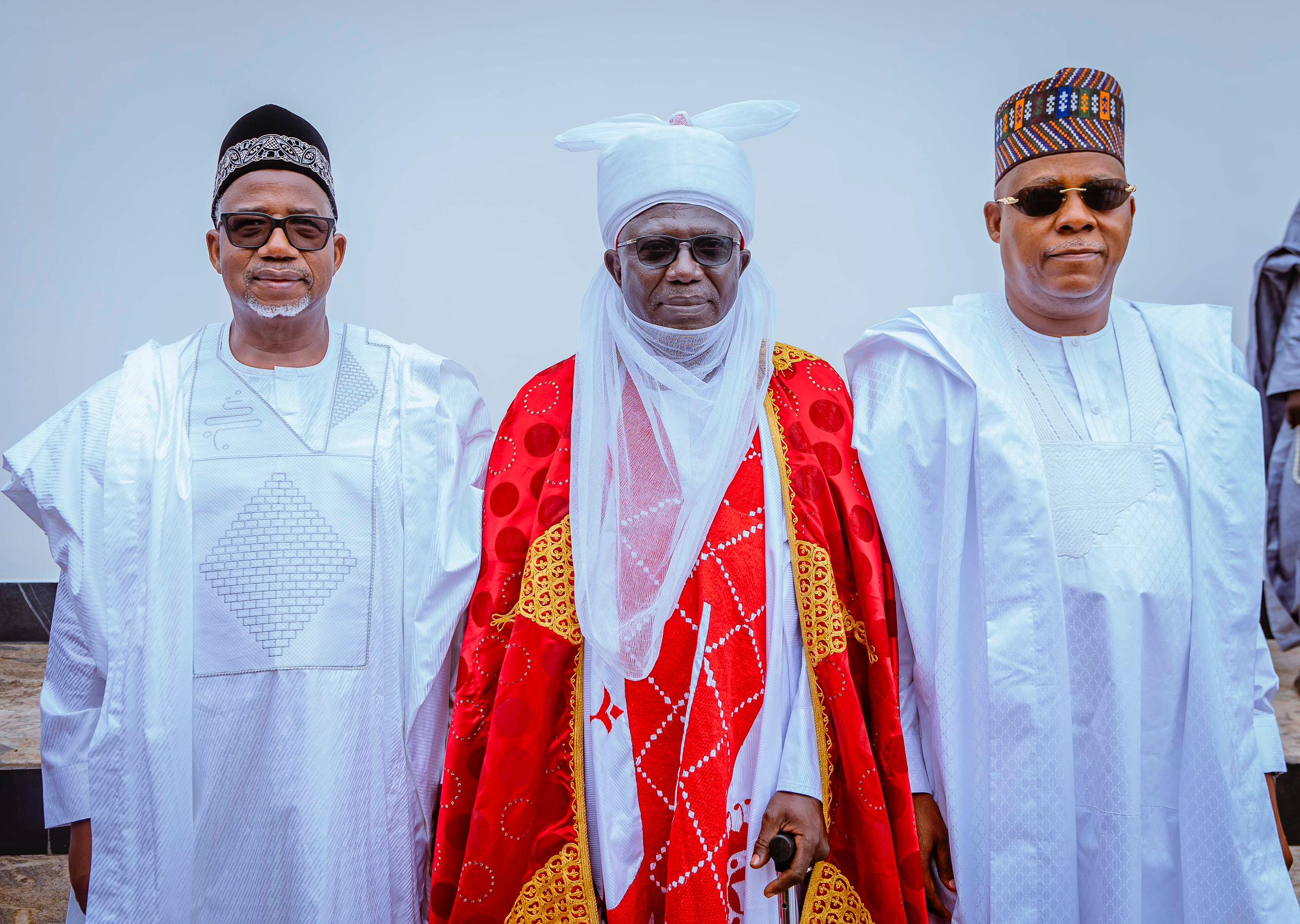 Right to left, VP Shettima (during a visit to Ningi Emirate in Bauchi State), the new Emir, HRH Alhaji Haruna Yunusa Danyaya, and Bala Mohammed.jpg