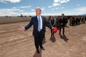 U.S. President Donald Trump speaks to reporters while visiting the U.S.-Mexico border in Calexico, California on April 5, 2019. Kevin Lamarque/REUTERS