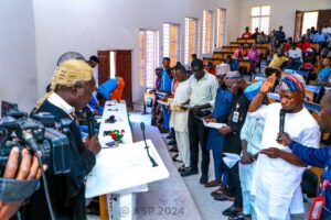 The swearing in ceremony.