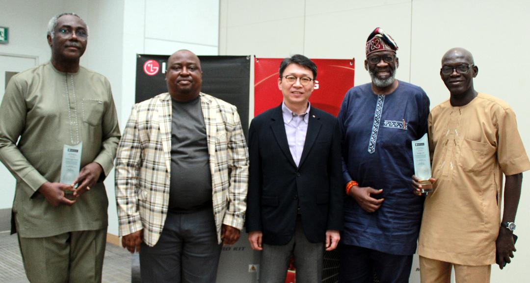 Managing Director, Maisontechnique Limited, Mr Henry Chukwuemeka Echeozo, Head, CAC Eco, LG Electronics West Africa, Mr Saheed Adeyemi, General Manager, Eco Solution LG Electronics West Africa, Mr Joonkyu Song, Managing Director, Interstate Architects Limited, Mr Olusegun Ladega and Managing Director, Vismep Limited, Mr Ikotun Oluwole at the LG Electronics Annual Consultant Leaders’ Summit in Lagos