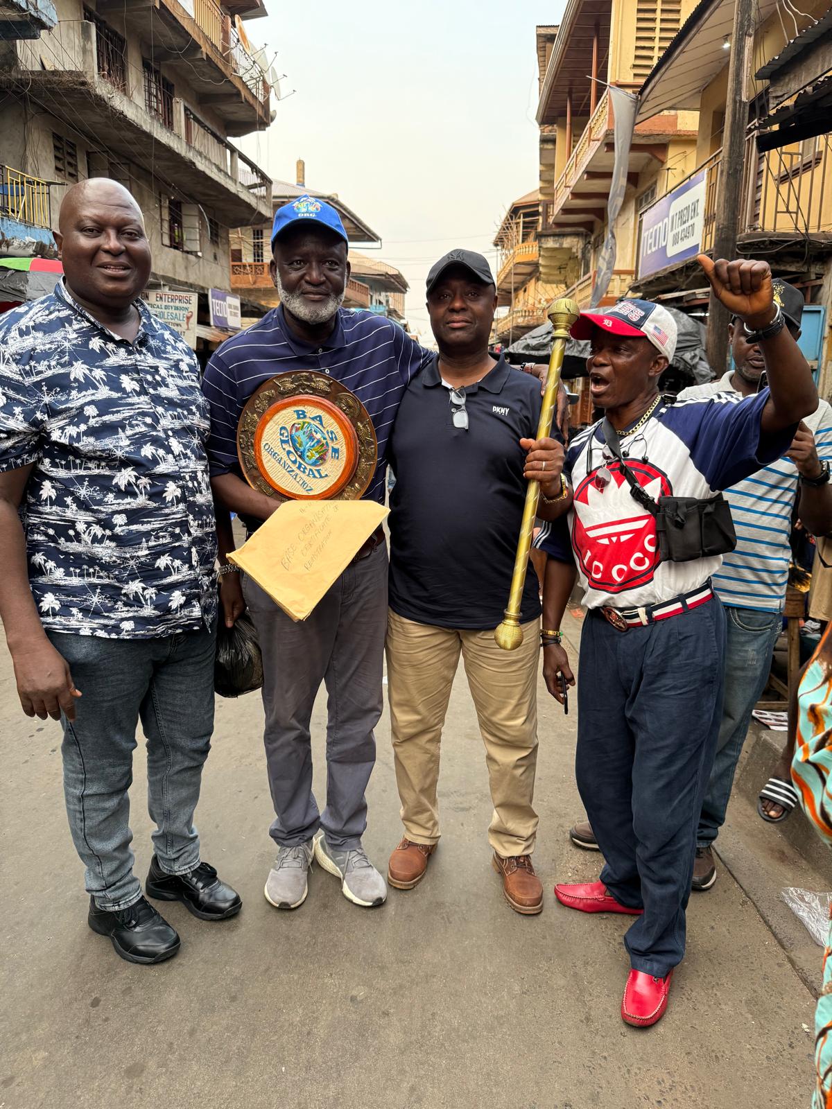 New Chairman, Aminu Majid, second left, in jubilation with other Base members after handover ceremony yesterday