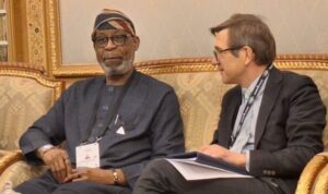 Minister of Solid Minerals Development, Dr Dele Alake, discussing with the French Interministerial Delegate on Strategic Minerals, Benjamin Gallezot at the Future Minerals Forum, Riyadh, Saudi Arabia recently
