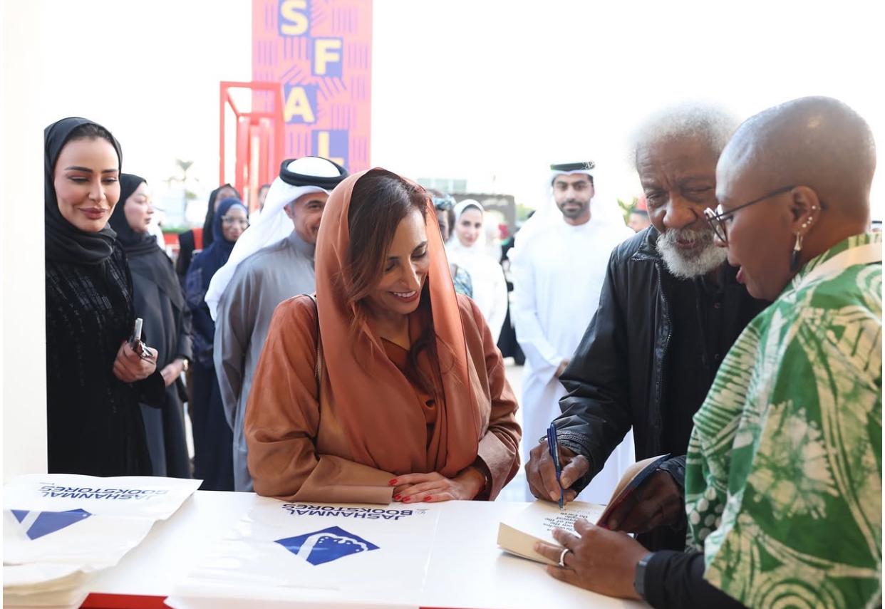 L-R: Prof Soyinka, Sheikha Bodour Al Qasimi, Lola Shoneyin