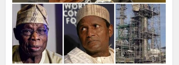 Right to left: Port Harcourt Refiner, bottom right, Yar'Adua and Obasanjo.