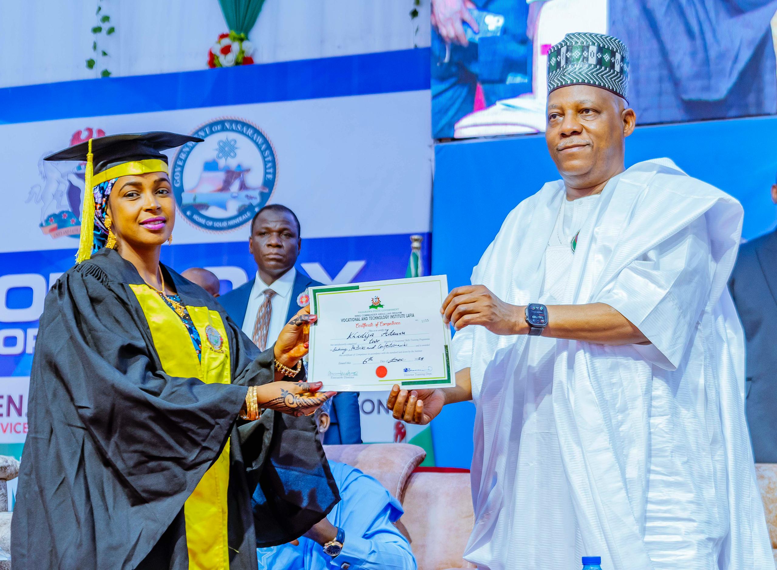 VP Shettima during the Combined Graduation Ceremony of the Wing Commander Abdullahi Ibrahim Vocational and Technology Institute in Lafia, the Nasarawa State capital.jpg