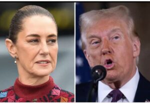 Mexican President Claudia Sheinbaum, left, and Donald Trump