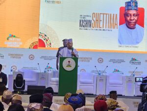 Vice President Kashim Shettima, representing President Bola Ahmed Tinubu at the Dr. Kayode Fayemi Commemorative Symposium and Launch of the Amandla Policy and Leadership Institute in Abuja
